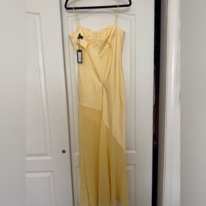 Boohoo Yellow Strapless Maxi Gown for Weddings